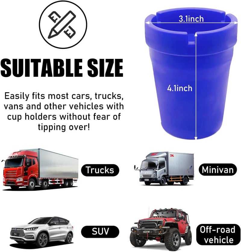 Yourkar Car Ashtray, Smokeless Smellproof Self-Extinguishing Auto Ashtray, Portable Mini Vehicle Cigarette Trash Can for Home Office, Universal Car Ashtray Fits Most Cup Holder (Blue) - Image 2